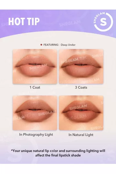  تصویر 7 : Sheglam شیگلم Cupid's Bow رژلب مات مخملی الماسی رنگ  