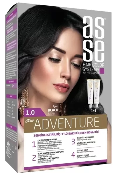 خرید و قیمت پک رنگ مو بدون آمونیاک مشکی شماره asse 1.0 آسه اصل