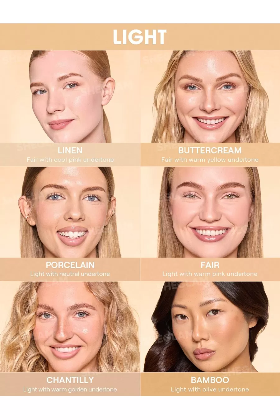 تینت پوست کرم پودری حاوی ضدآفتاب رنگ پورسلن شیگلم Sheglam مناسب پوست‌های روشن با زیرتون خنثی