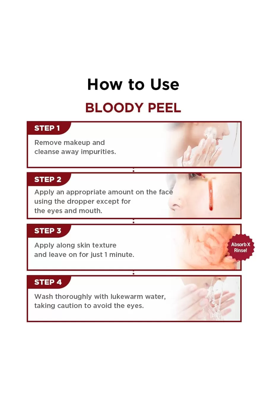نحوه استفاده از سرم لایه بردار زامبی بیوتی Zombie Beauty در چهار مرحله نحوه استفاده از سرم لایه بردار زامبی بیوتی Zombie Beauty در چهار مرحله
