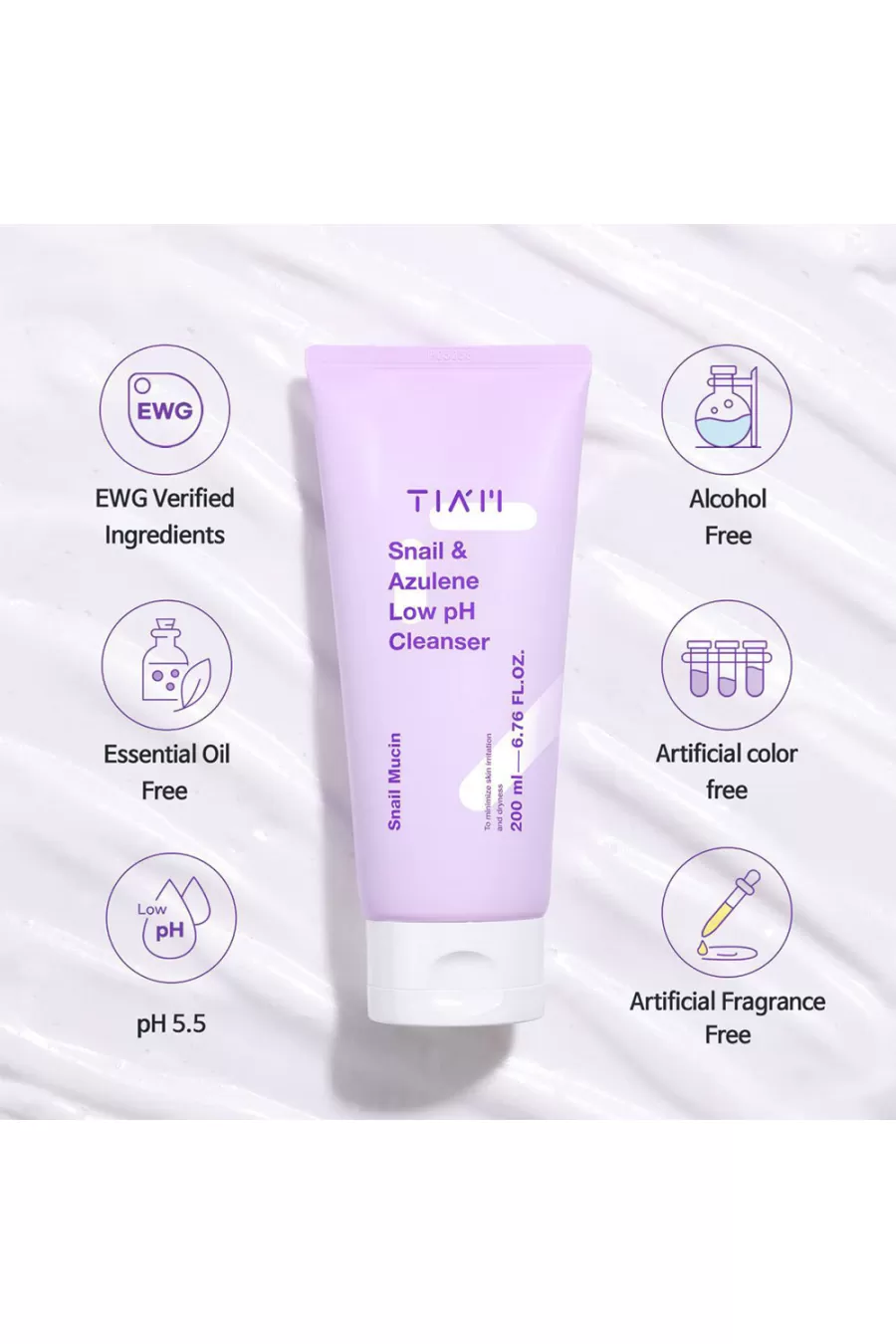 ویژگی ژل شوینده حلزون تیام TIAM با pH متعادل و فرمول بدون عطر و الکل ویژگی ژل شوینده حلزون تیام TIAM با pH متعادل و فرمول بدون عطر و الکل