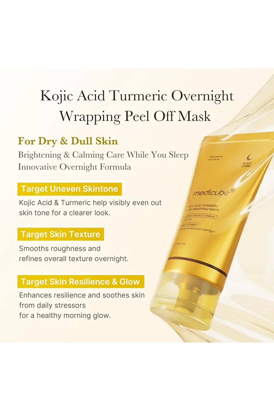 ویژگیهای ماسک شب پیلاف کوجیک اسید + زردچوبه مدی کیوب Medicube برای روشنتر شدن پوست ویژگیهای ماسک شب پیلاف کوجیک اسید + زردچوبه مدی کیوب Medicube برای روشنتر شدن پوست