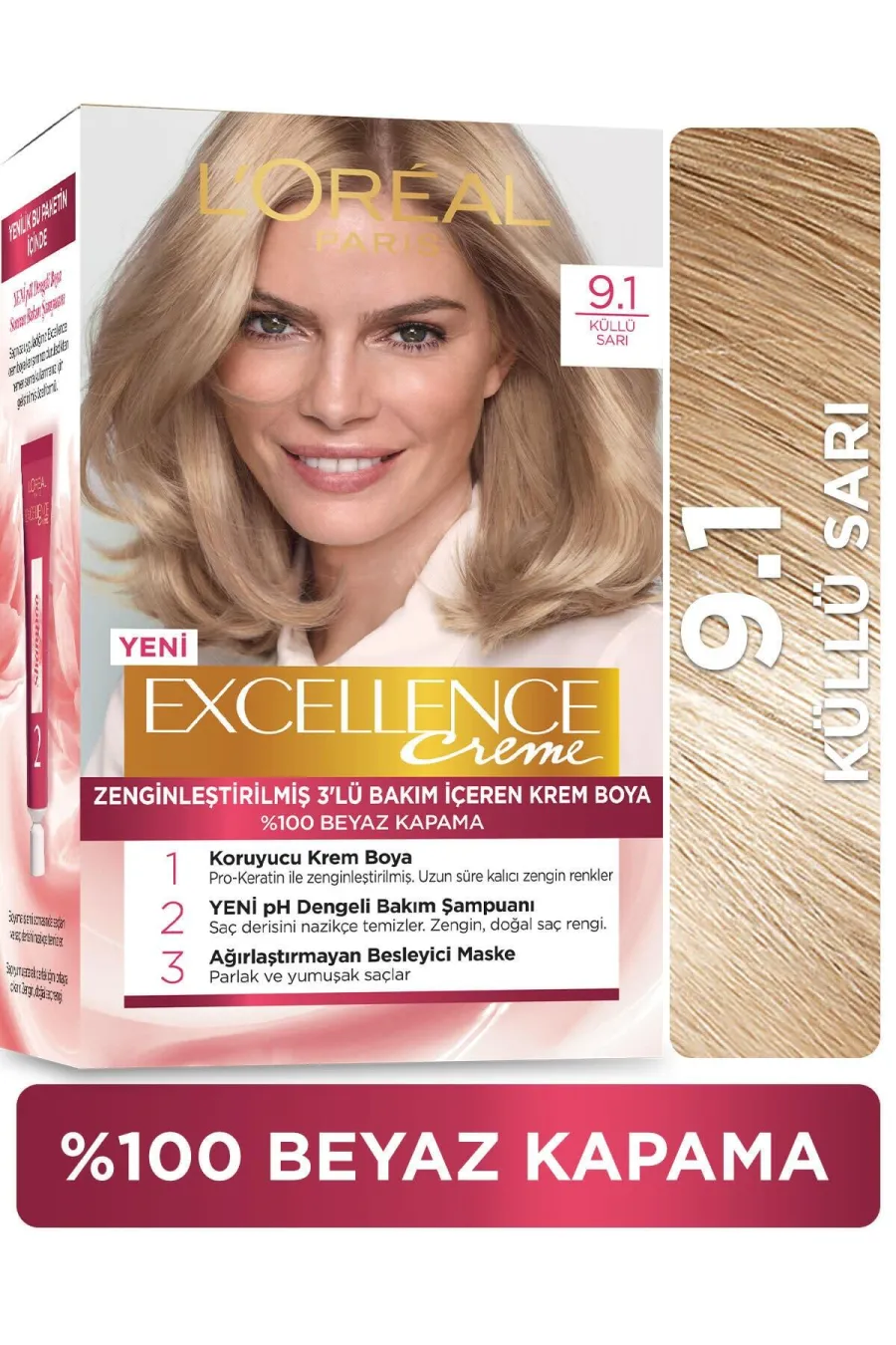 ارزش خرید پک رنگ مو شماره 9.1 لورال پاریس L'Oreal Paris با پوشش کامل موهای سفید ارزش خرید پک رنگ مو شماره 9.1 لورال پاریس L'Oreal Paris با پوشش کامل موهای سفید