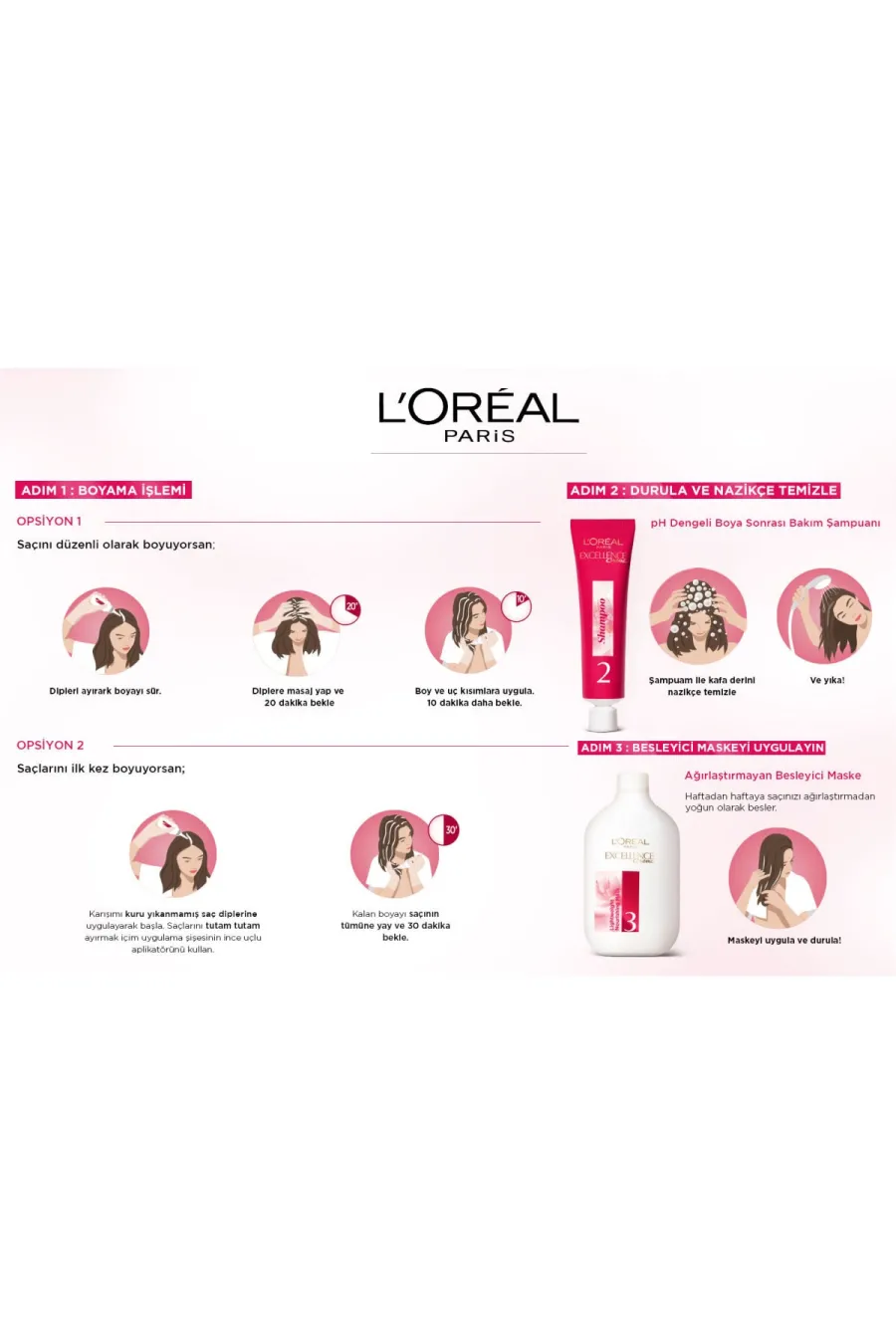 نحوه استفاده از پک رنگ مو شماره 4.15 لورال پاریس L'Oreal Paris نحوه استفاده از پک رنگ مو شماره 4.15 لورال پاریس L'Oreal Paris