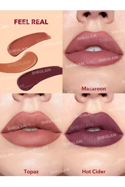  تصویر 1 : ست رژلب مات رنگ Feel Real شیگلم Sheglam 