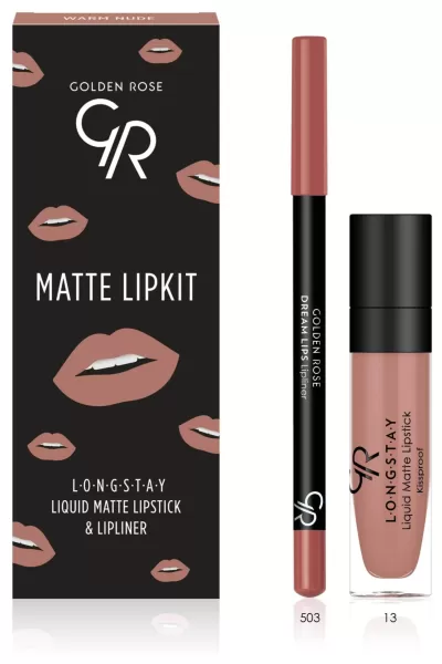 خرید و قیمت کیت رژلب مات + خط لب Golden Rose Warm Nude گلدن رز اصل