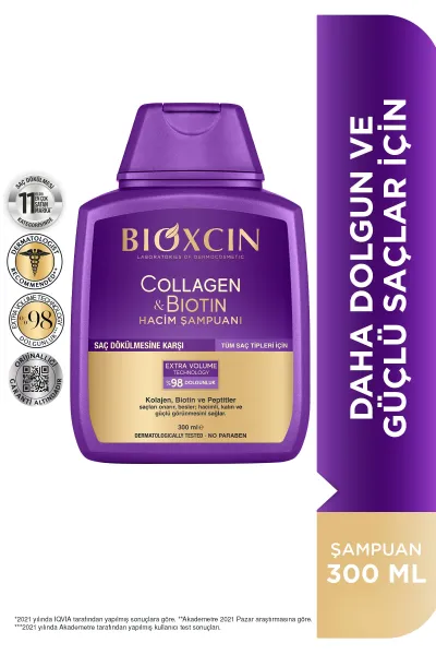  تصویر 1 : BIOXCIN بیوکسین  شامپو ضدریزش حجم دهنده مو بیوتین + کلاژن  
