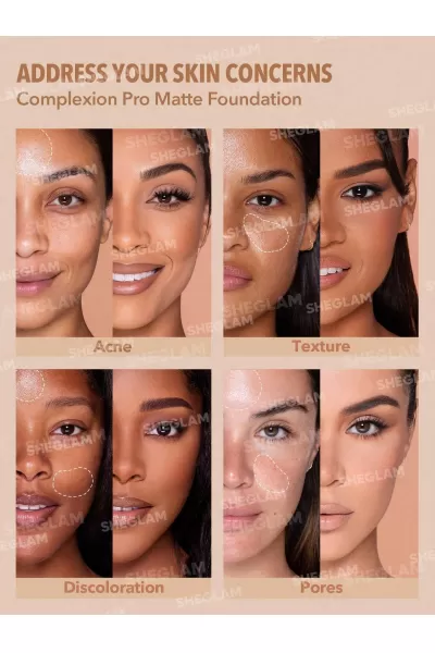  تصویر 2 : کرم پودر مات شیگلم رنگ Porcelain شیگلم Sheglam 