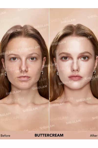  تصویر 2 : کرم پودر آبرسان شیگلم رنگ Buttercream شیگلم Sheglam 