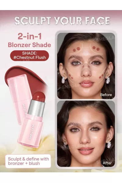  تصویر 1 : رژگونه استیکی کره‌ای رنگ Chestnut Flush شیگلم Sheglam 