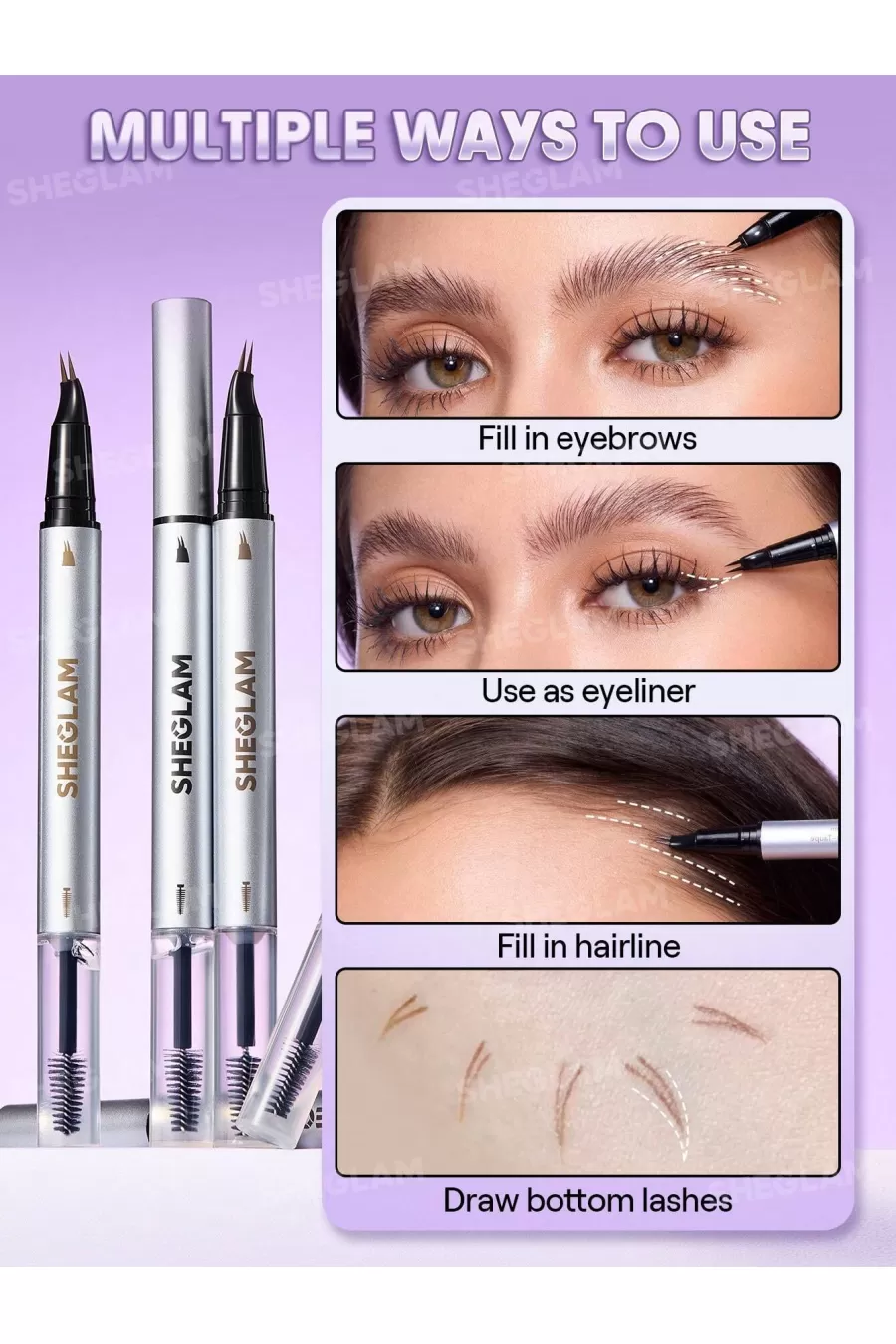 نحوه استفاده از هاشور + لمینت ابرو شیگلم Sheglam برای پر کردن ابرو و خط چشم