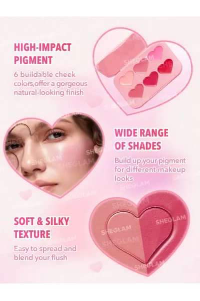  تصویر 2 : Sheglam شیگلم Blushing Bouquet پالت رژگونه کرمی قلبی رنگ  