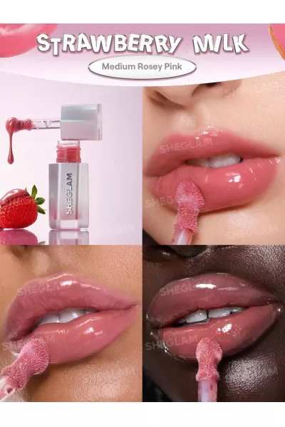  تصویر 1 : Sheglam شیگلم Strawberry Milk لیپ گلاس آینه‌ای رنگ  