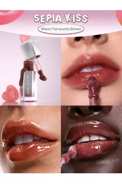  تصویر 1 : Sheglam شیگلم Sepia Kiss لیپ گلاس آینه‌ای رنگ  