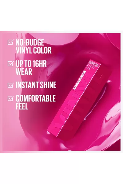  تصویر 1 : Maybelline New York میبلین نیویورک 145 ROGUE رژ لب شاین مایع 16 ساعته سوپر استی VINYL INK رنگ  