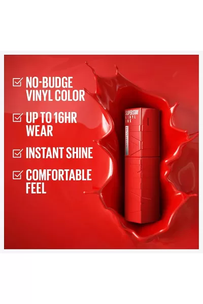  تصویر 1 : Maybelline New York میبلین نیویورک 10 LIPPY رژ لب شاین مایع 16 ساعته سوپر استی VINYL INK رنگ  