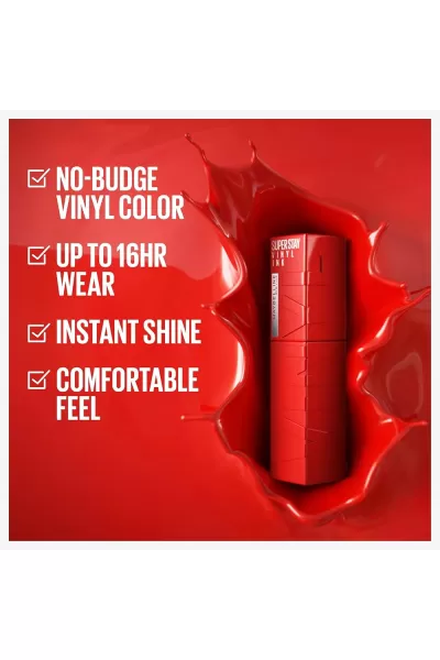  تصویر 1 : Maybelline New York میبلین نیویورک 30 UNRIVALED رژ لب شاین مایع 16 ساعته سوپر استی VINYL INK رنگ  