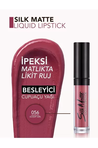  تصویر 2 : رژلب مات و ابریشمی Silk Matte رنگ 056 Gossip Girl فلورمار Flormar 