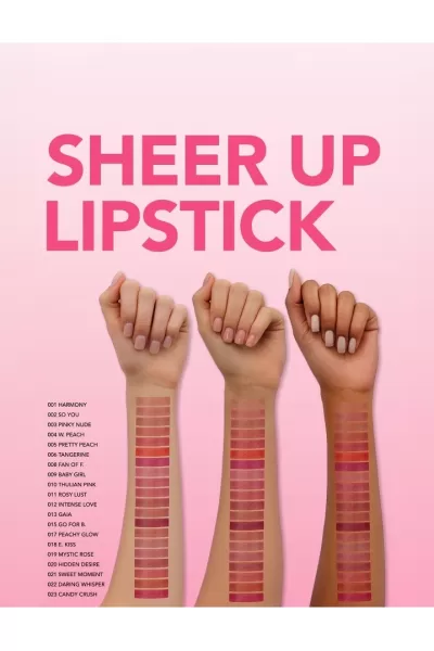  تصویر 7 : Flormar فلورمار 011 Rosy Lust رژلب جامد Sheer Up رنگ  