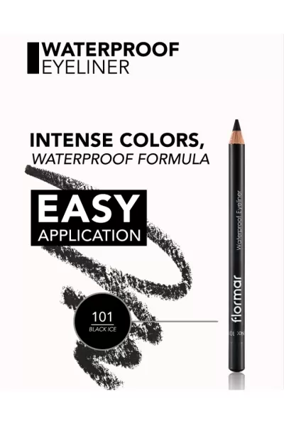  تصویر 3 : Flormar فلورمار 101 Black Ice مداد چشم شمعی مشکی ضدآب  