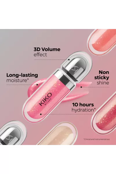  تصویر 5 : لیپ گلاس سه بعدی سری 3D Hydra رنگ 17 Pearly Mauve کیکو KIKO 