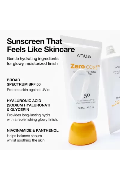  تصویر 2 : Anua آنوا Zero Cast SPF50 ضدآفتاب مرطوب‌کننده بدون رد سفید  
