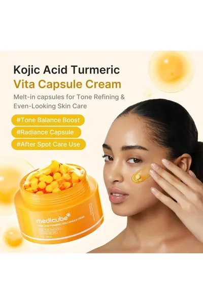  تصویر 1 : Medicube مدی کیوب  کرم کپسولی کوجیک اسید و زردچوبه مدی کیوب روشن کننده و تسکین دهنده قوی پوست  
