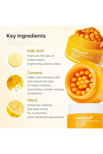  تصویر 2 : Medicube مدی کیوب  کرم کپسولی کوجیک اسید و زردچوبه مدی کیوب روشن کننده و تسکین دهنده قوی پوست  