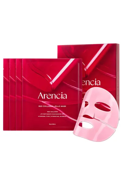 خرید و قیمت پک ماسک ژلی کلاژن قرمز آبرسان، ضد چروک و تقویت سد دفاعی پوست ARENCIA  آرنسیا اصل