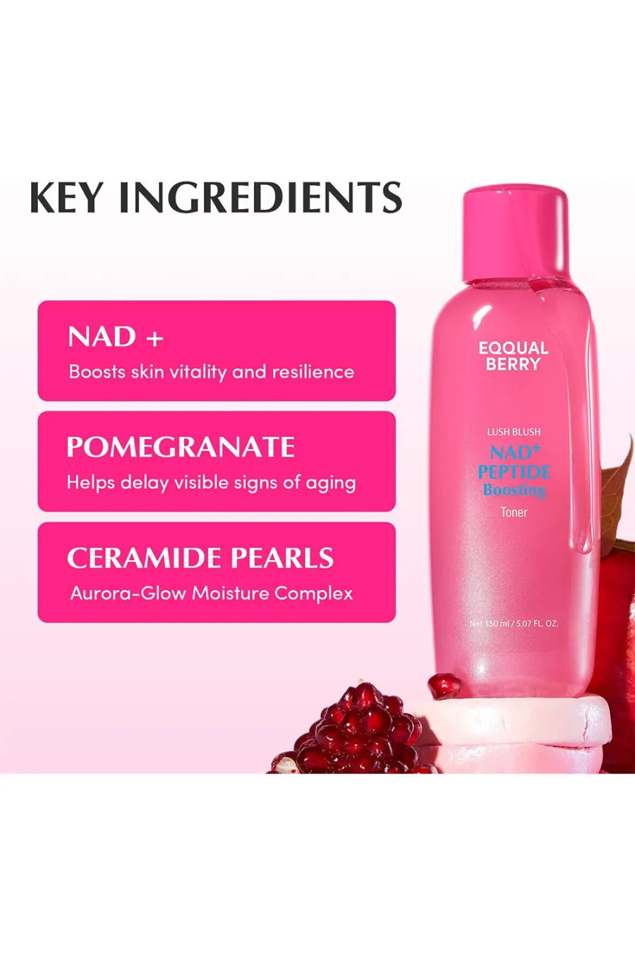 ترکیبات مؤثر NAD+ تونر و پپتاید ضد چروک، جوانساز و درخشان کننده پوست اکوال بری EQQUAL BERRY ترکیبات مؤثر NAD+ تونر و پپتاید ضد چروک، جوانساز و درخشان کننده پوست اکوال بری EQQUAL BERRY