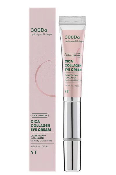 خرید کرم دور چشم ترمیم کننده و ضد چروک ویبره دار سیکا کلاژن وی‌تی کازمتیک VT Cosmetics