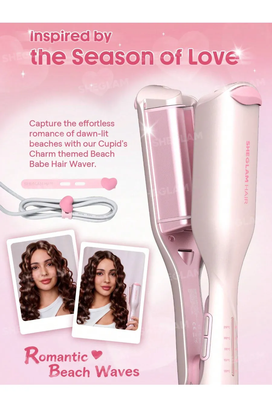 دستگاه فر ساحلی مو صورتی سایز ۱۹ شیگلم Sheglam Pink 19mm Beach Wave Curler دستگاه فر ساحلی مو صورتی سایز ۱۹ شیگلم Sheglam Pink 19mm Beach Wave Curler