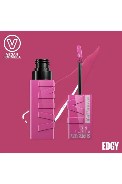  تصویر 3 : Maybelline New York میبلین نیویورک Edgy 165 رژ لب شاین مایع 16 ساعته سوپر استی VINYL INK رنگ  