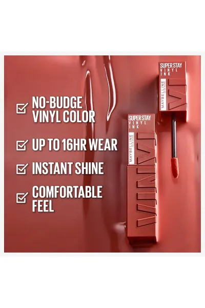  تصویر 1 : Maybelline New York میبلین نیویورک 110 AWESTRUCK رژ لب شاین مایع 16 ساعته سوپر استی VINYL INK رنگ  