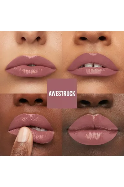  تصویر 2 : Maybelline New York میبلین نیویورک 110 AWESTRUCK رژ لب شاین مایع 16 ساعته سوپر استی VINYL INK رنگ  