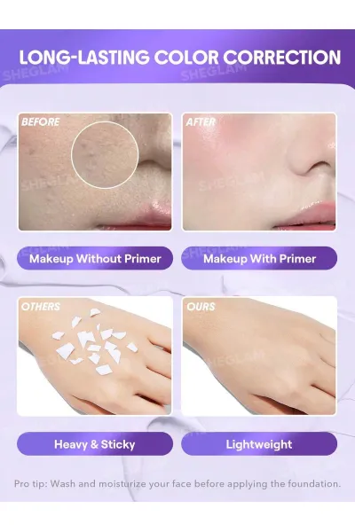  تصویر 3 : Sheglam شیگلم  پرایمر اصلاح کننده رنگ پوست بنفش Even Better Color Correcting Primer  