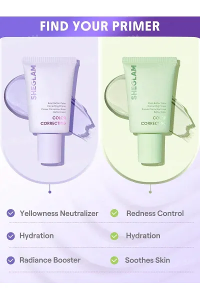  تصویر 6 : Sheglam شیگلم  پرایمر اصلاح کننده رنگ پوست بنفش Even Better Color Correcting Primer  