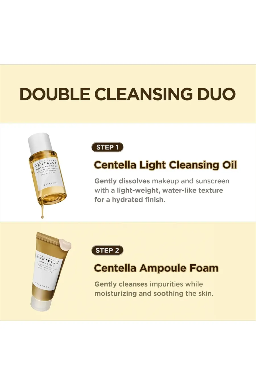 ویژگی‌های پاکسازی دو مرحله‌ای پک مسافرتی تسکین دهنده ۵ تیکه سنتلا C E N T E L L A