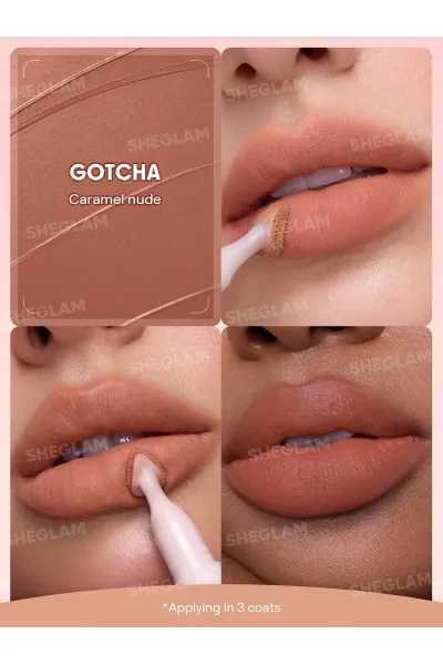  تصویر 2 : Sheglam شیگلم  پاف لیپ مات مخملی رنگ 002 Gotcha  