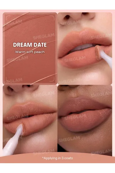  تصویر 1 : Sheglam شیگلم  پاف لیپ مات مخملی رنگ 004 Dream Date  