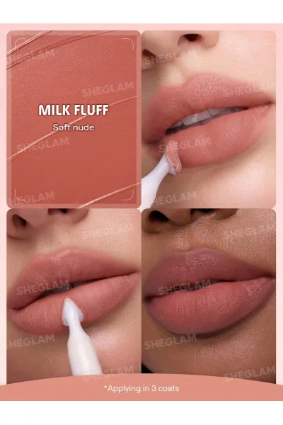  تصویر 1 : Sheglam شیگلم  پاف لیپ مات مخملی رنگ 031 Milk Fluff  