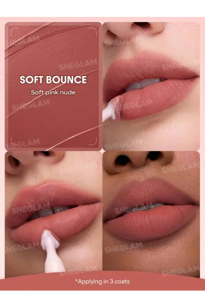  تصویر 2 : Sheglam شیگلم  پاف لیپ مات مخملی رنگ 032 Soft Bounce  