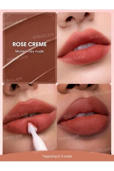  تصویر 1 : Sheglam شیگلم  پاف لیپ مات مخملی رنگ 212 Rose Creme  