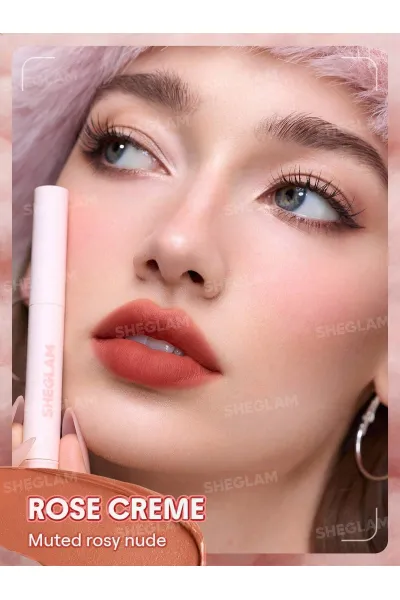 تصویر 5 : Sheglam شیگلم  پاف لیپ مات مخملی رنگ 212 Rose Creme  