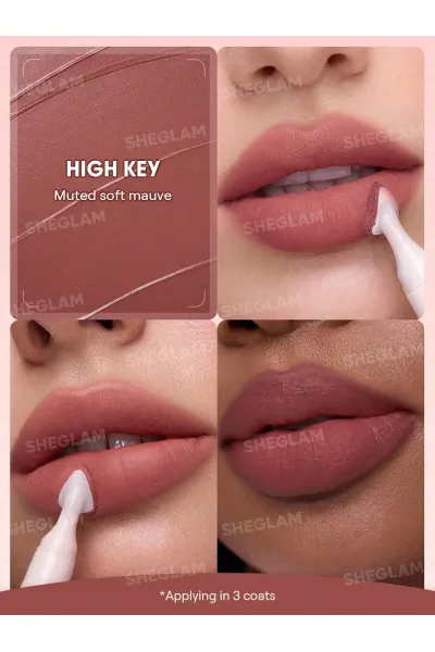  تصویر 2 : Sheglam شیگلم  پاف لیپ مات مخملی رنگ 111 high key  