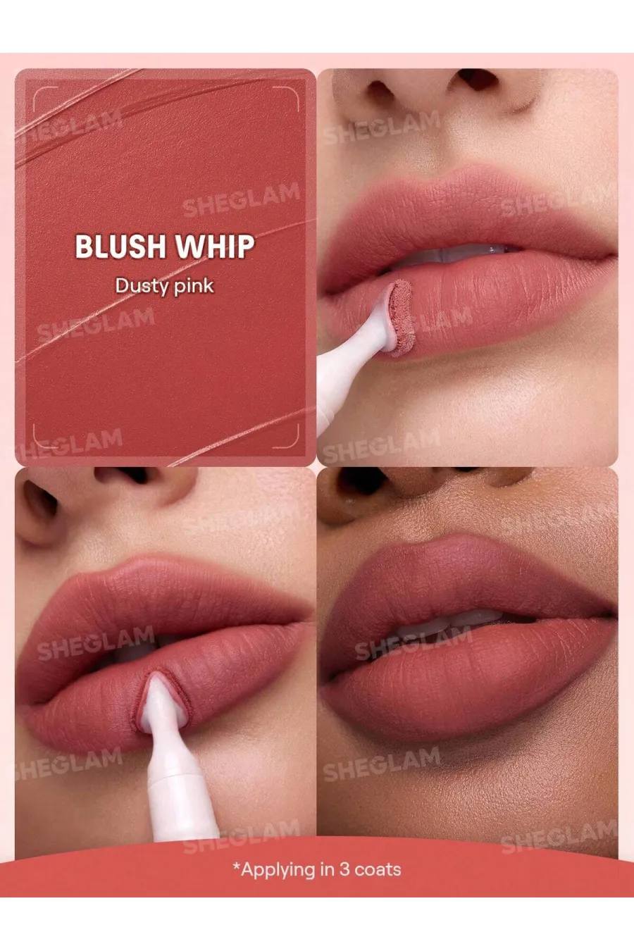 درباره پاف لیپ مات مخملی رنگ 136 Blush Whip شیگلم Sheglam
