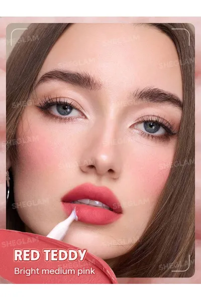  تصویر 6 : Sheglam شیگلم  پاف لیپ مات مخملی رنگ 330 Red Teddy  