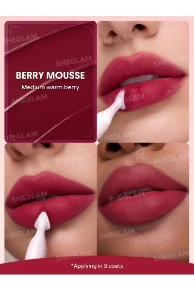  تصویر 2 : Sheglam شیگلم  پاف لیپ مات مخملی رنگ 331 Berry Mousse  