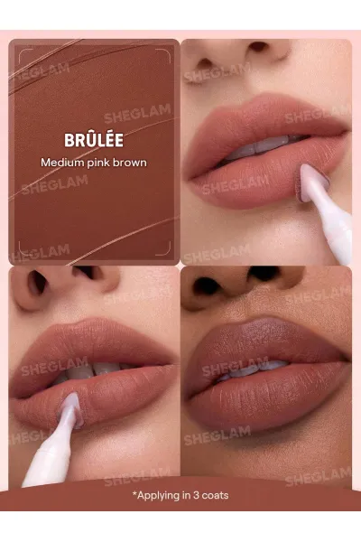  تصویر 2 : Sheglam شیگلم  پاف لیپ مات مخملی رنگ 523 Brûlée  