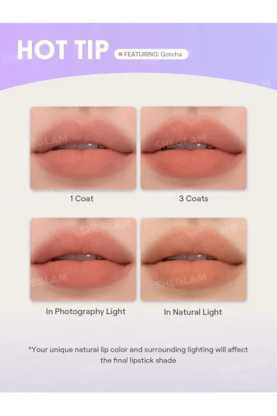  تصویر 9 : Sheglam شیگلم  پاف لیپ مات مخملی رنگ 523 Brûlée  